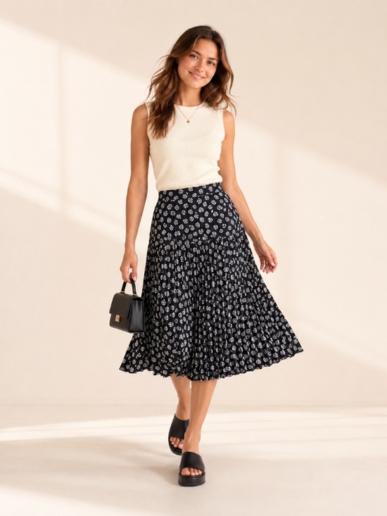 Leslie Fay Dresses & Skirts - VTG 80s 90s A.R. Sassco Abstract Rose Midi Skirt Drop Waist M 8